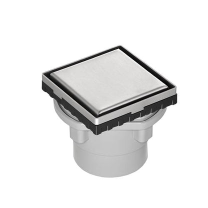 Infinity Drain - 4 x 4 Inch LSD 4 Solid Style Complete Kit with PVC Drain Body, 2 Inch Outlet