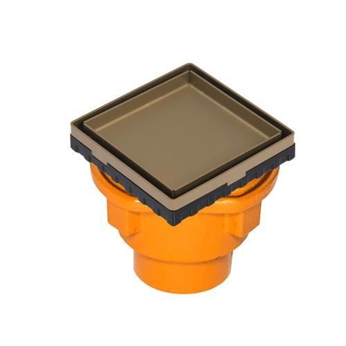 Infinity Drain - 4 x 4 Inch LTD 4 Tile Insert Complete Kit with Cast Iron Drain Body