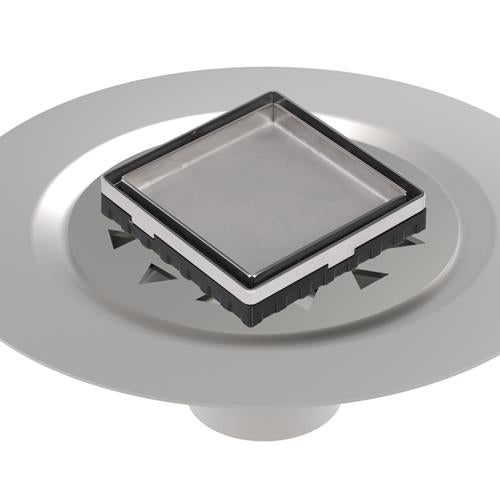 Infinity Drain - 4 x 4 Inch LTD 4 Tile Insert Complete Kit with Stainless Steel Bonded Flange
