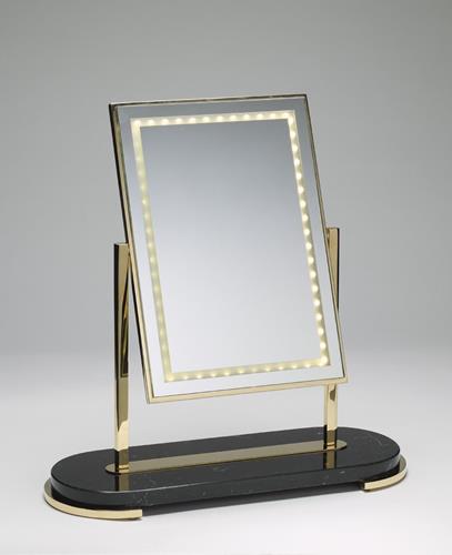 Miroir Brot - Mon beau miroir double sided free-standing mirror on black marble base with light