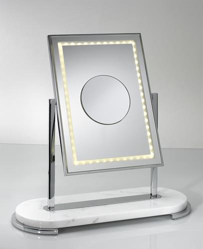 Miroir Brot - Mon beau miroir double sided free-standing mirror on white marble base with light