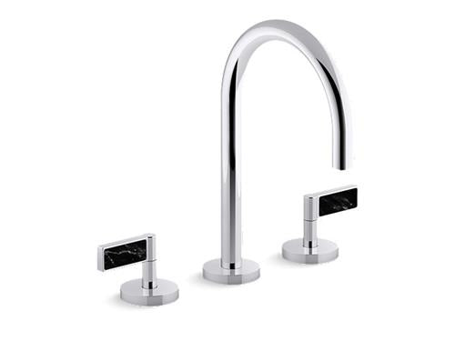 Kallista - One Decorative Sink Faucet, Gooseneck Spout, Nero Marquina Stone Insert Lever Handles