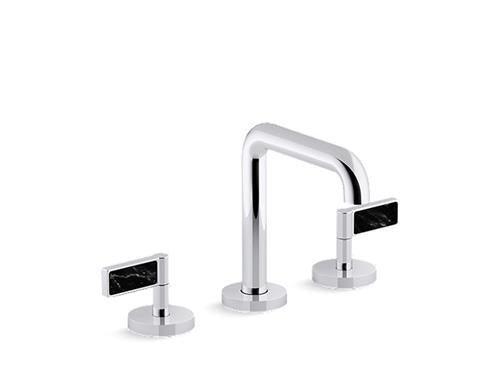 Kallista - One Decorative Sink Faucet, Tall Spout, Nero Marquina Stone Insert Lever Handles