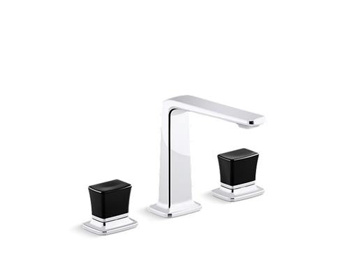 Kallista - Per Se Decorative Sink Faucet, Tall Spout, Black Crystal Knob Handles