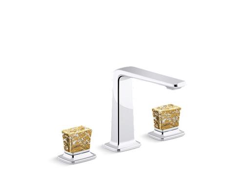 Kallista - Per Se Decorative Sink Faucet, Tall Spout, Gold Flake Knob Handles