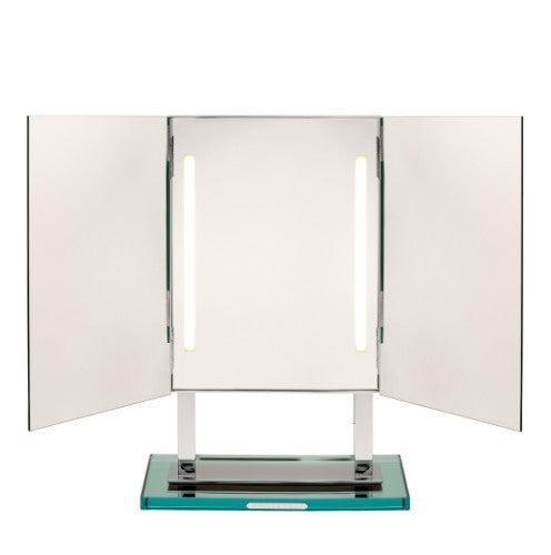 Miroir Brot - Star free-standing triptych mirror with Light on glass base - 6 sides