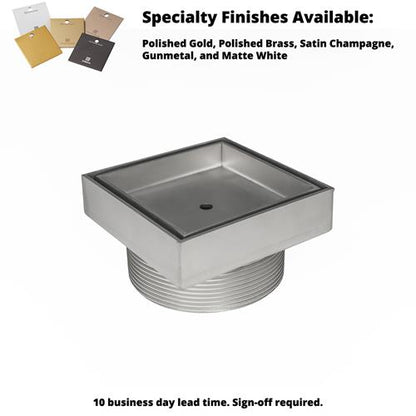 Infinity Drain - 5 x 5 Inch Tile Drain Strainer with 4 Inch B Type Threaded Throat