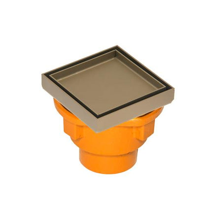 Infinity Drain - 4 x 4 Inch Tile Drain Strainer with Cast Iron Drain Body, 2 Inch Outlet