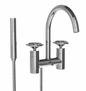 Watermark - Brooklyn Deck Mounted Exposed Gooseneck Bath Set With Hand Shower